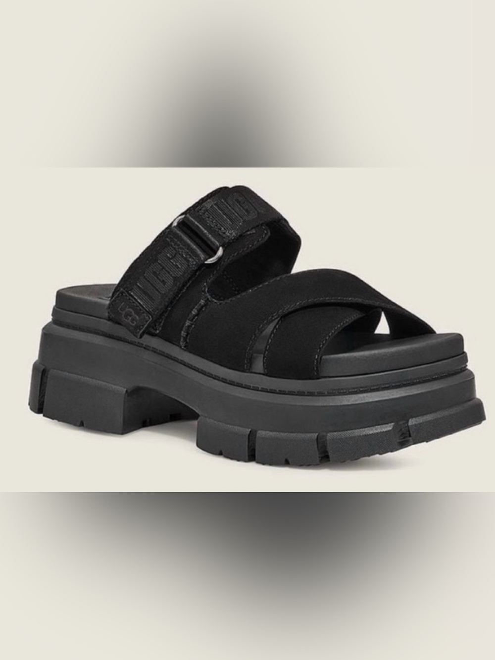 UGG Black Ashton Platform Sandal